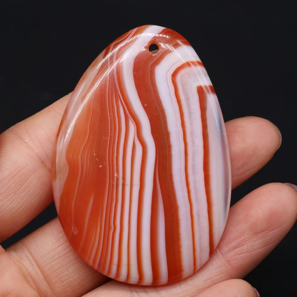 Natural Stone Pendant Drop-Shaped Stripe Agates For Jewelry Making Charms DIY Necklace Bracelet Anklet Accessory Quake orange