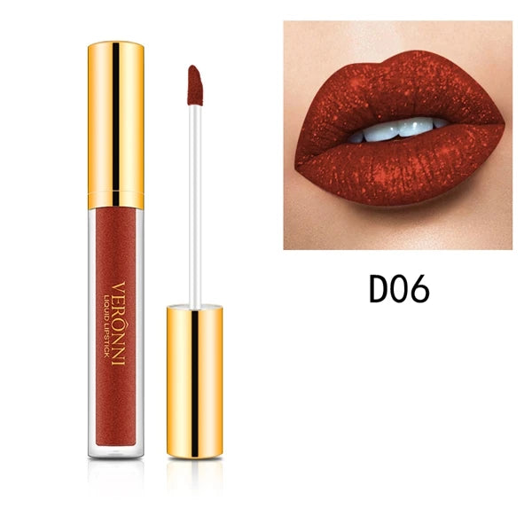 10 Colors Diamond Shimmer Glitter Lip Gloss Waterproof Matte Glitter Liquid Lipstick Diamond Pearl Colour Lip Gloss Sexy Make Up Quake D06