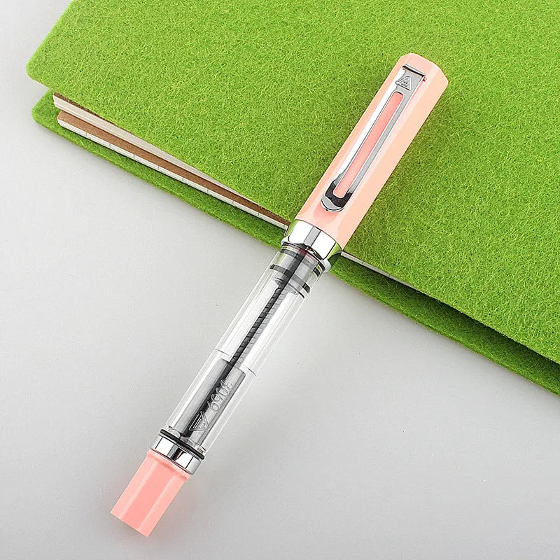 Lanbitou 3059 Fountain Pen Piston Plastic Ink Pen EF/F Nib Silver Clip Business Stationery Office School Supplies Writing Gift Quake ONE PEN 4 EF 0.38MM
