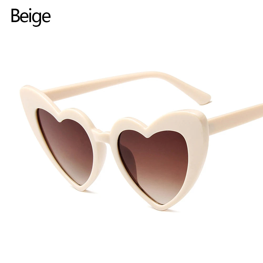 Fashion Heart-Shaped Sunglasses for Women Summer UV400 Sun Glasses Brand Design Love Heart Shades Trendy Street Snap Eyewear Quake Beige