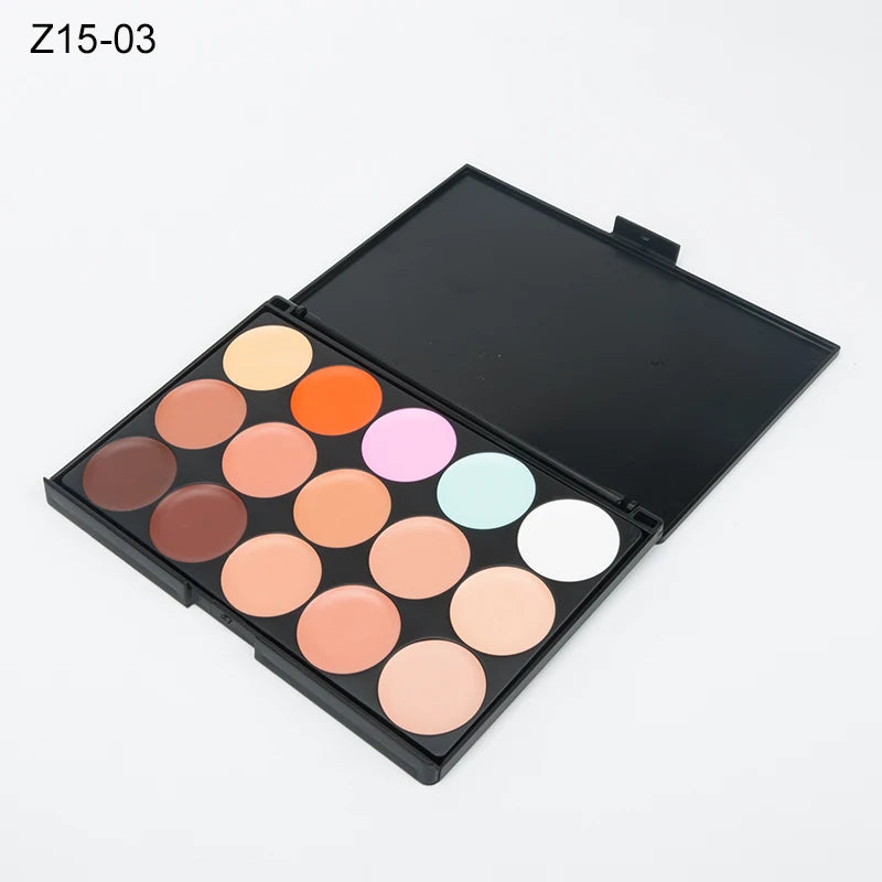 15 Colors Face Concealer Camouflage Cream Contour Palette Maquillaje Profesional Foundation Paleta Concealer Quake Z15-03