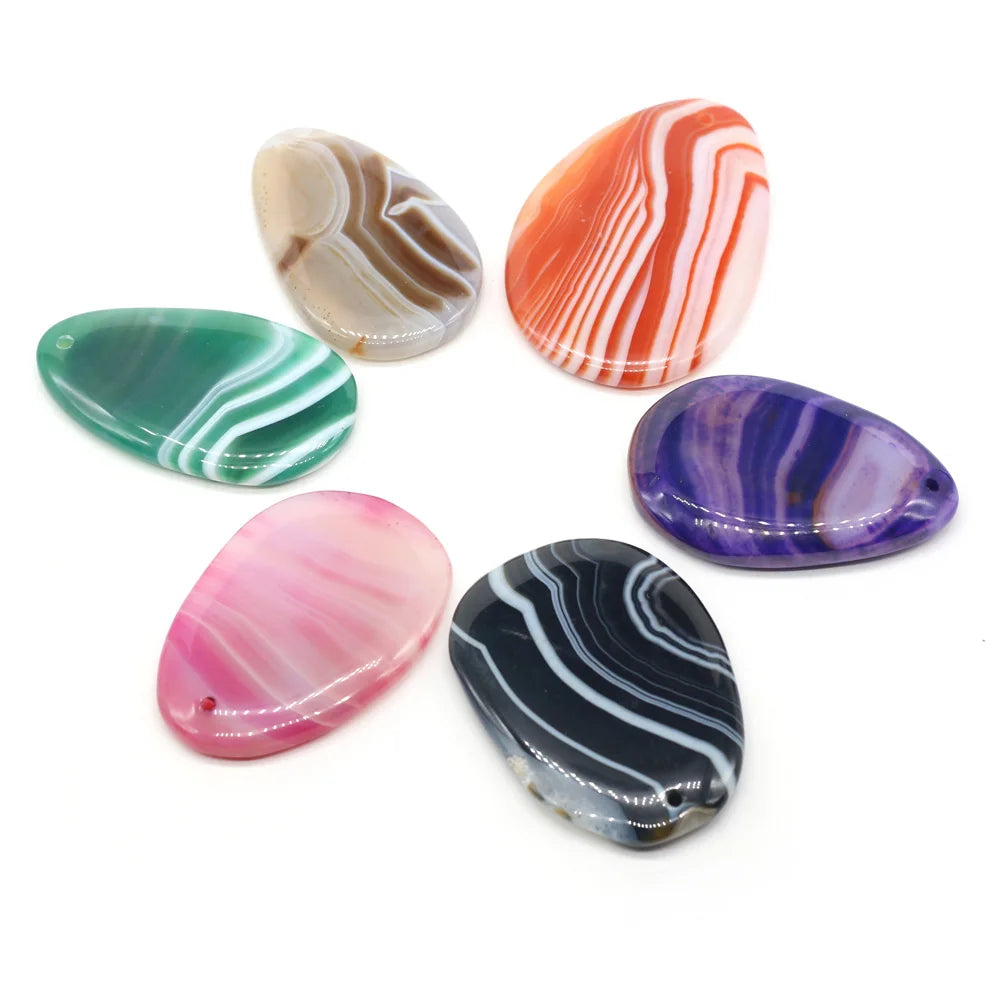 Natural Stone Pendant Drop-Shaped Stripe Agates For Jewelry Making Charms DIY Necklace Bracelet Anklet Accessory Quake