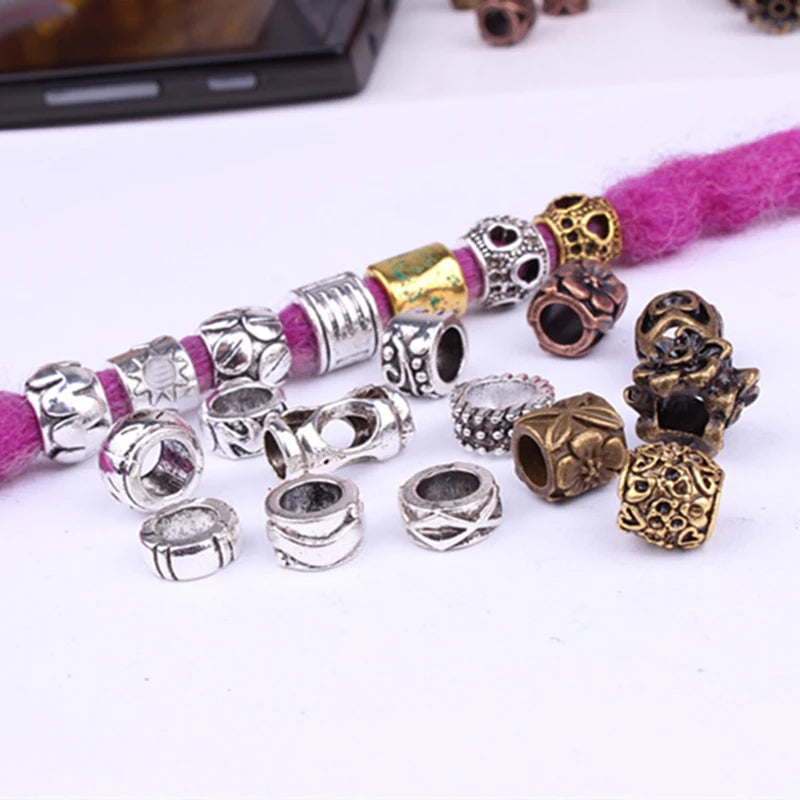 5pcs Dreadlocks Beads Hair Braider Cuffs Rings Hair Pendants Hair Headband Braiders Styling Tool Accessories Quake