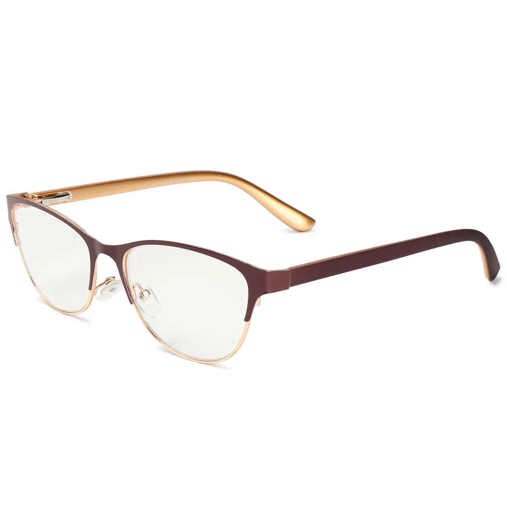 Fashion Classic Metal Reading Glasses for Women Men Presbyopia Eyeglasses Elder Anti-fatigue Optical Eyewear Diopter +1.0~3.5 Quake coffee +150
