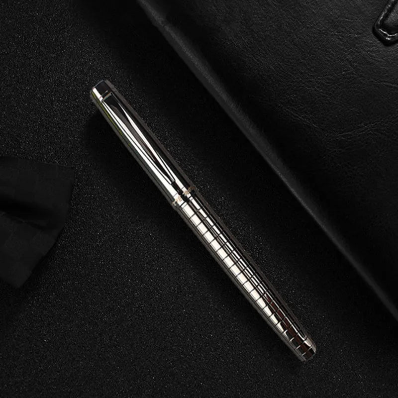 Monte Mount School Office Stationery Supplies Luxury Metal Gray Lattice Roller Ball Pen 0.7mm Metal Ballpoint Pens for Gift Quake