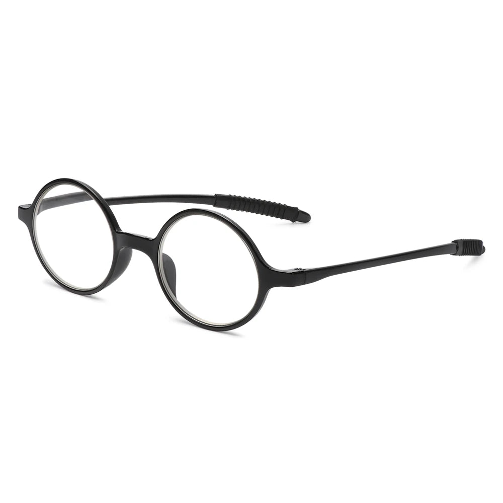 Fashion Round Frame Reading Glasses for Women Men High-definition Vision Care Readers Eyewear Presbyopia Eyeglasses +1.0~+4.0 Quake black +150
