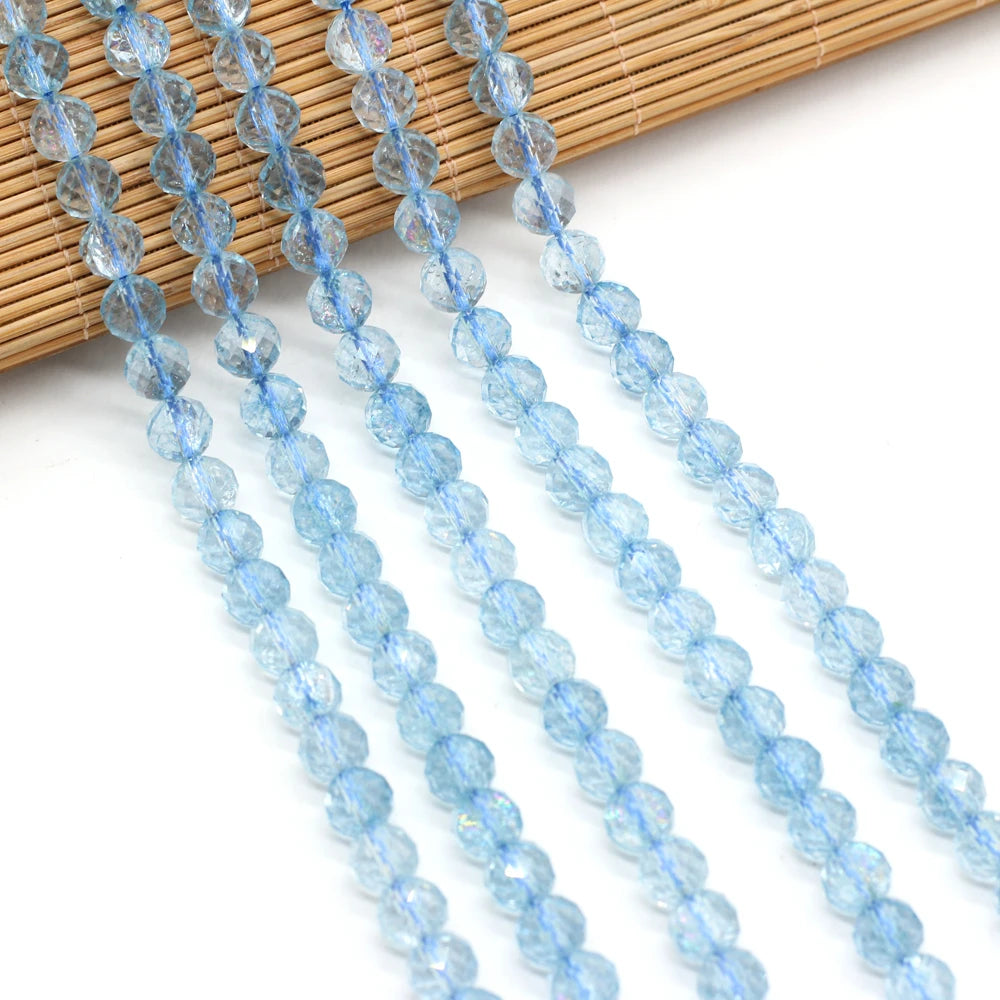 New Style Fashion Natural Stone Beads Section Blue Topa Loose Bead 8 MM For Jewelry Making DIY Necklace Earrings Accessory Quake