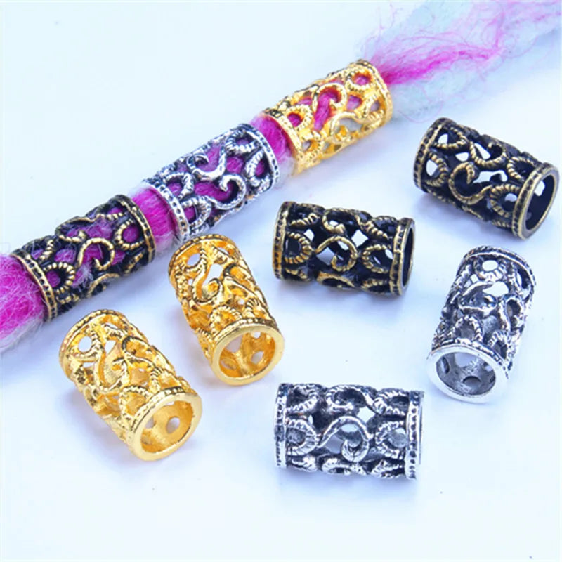 5pcs/pack Gold Silver Hair Styling Tools Different Styles Hair Braid Rings Tube Dread Dreadlock Hair Accessories 6mm Inner Hole Quake