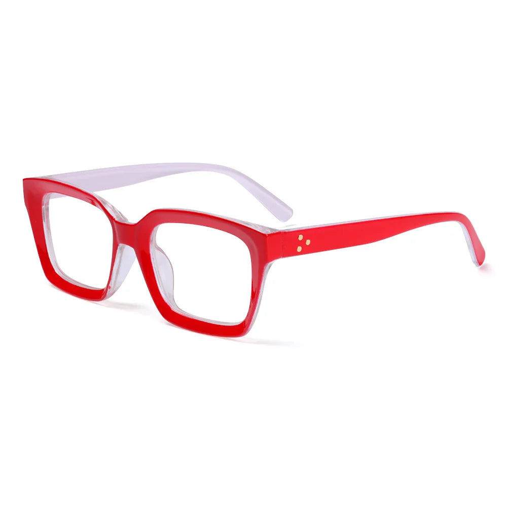 Fashion Square Reading Glasses for Men Women Large Frame Presbyopia Eyeglasses High-definition Eyewear Diopter +1.0~+4.0 Quake red +200