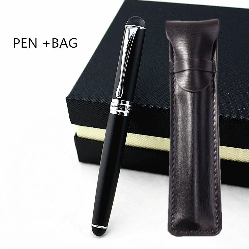 Jinhao X750 Classic Style Silver Clip Metal Fountain Pen 0.5mm Nib Steel Ink Pens for Gift Office Supplies School Supplies Quake PEN AND BAG 7 Medium 0.6-0.7mm