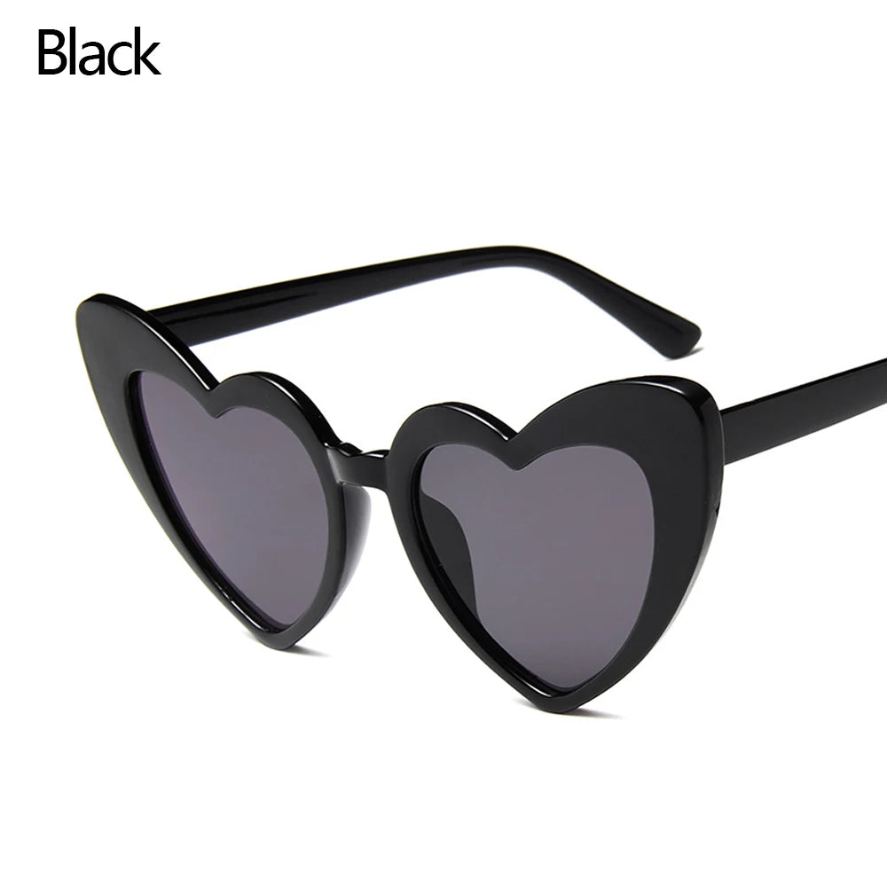 Fashion Heart-Shaped Sunglasses for Women Summer UV400 Sun Glasses Brand Design Love Heart Shades Trendy Street Snap Eyewear Quake Black