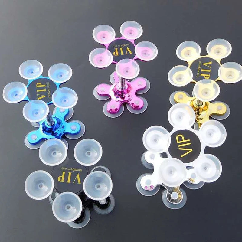 Car Double Suction Cup Mobile Phone Holder Rotatable Silicone Petal Shaped Sucker Vehicle Bracket Stand Universal 5 Color Quake