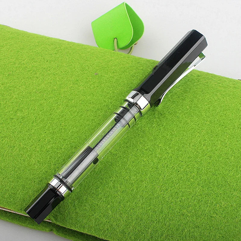 Lanbitou 3059 Fountain Pen Piston Plastic Ink Pen EF/F Nib Silver Clip Business Stationery Office School Supplies Writing Gift Quake