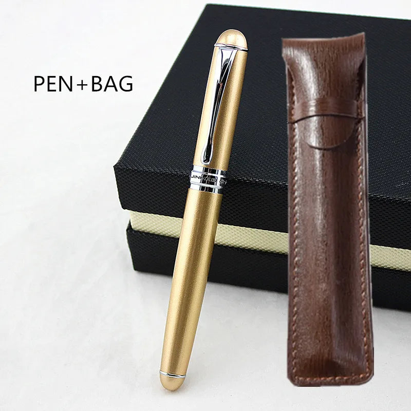 Jinhao X750 Classic Style Silver Clip Metal Fountain Pen 0.5mm Nib Steel Ink Pens for Gift Office Supplies School Supplies Quake PEN AND BAG 5 Medium 0.6-0.7mm
