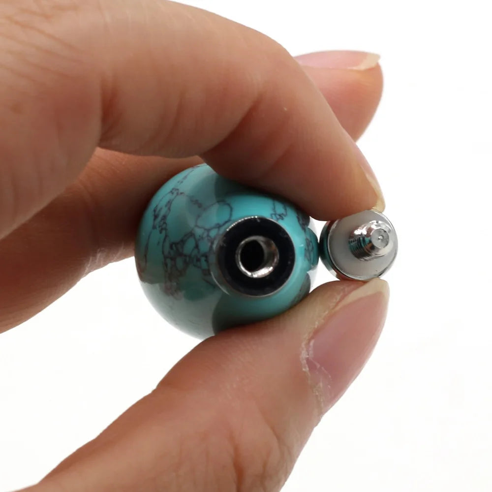 Natural Stone Perfume Bottle Pendant Round Drop Shaped Semi-precious Exquisite Charms For Jewelry Making DIY Necklace Accessory Quake