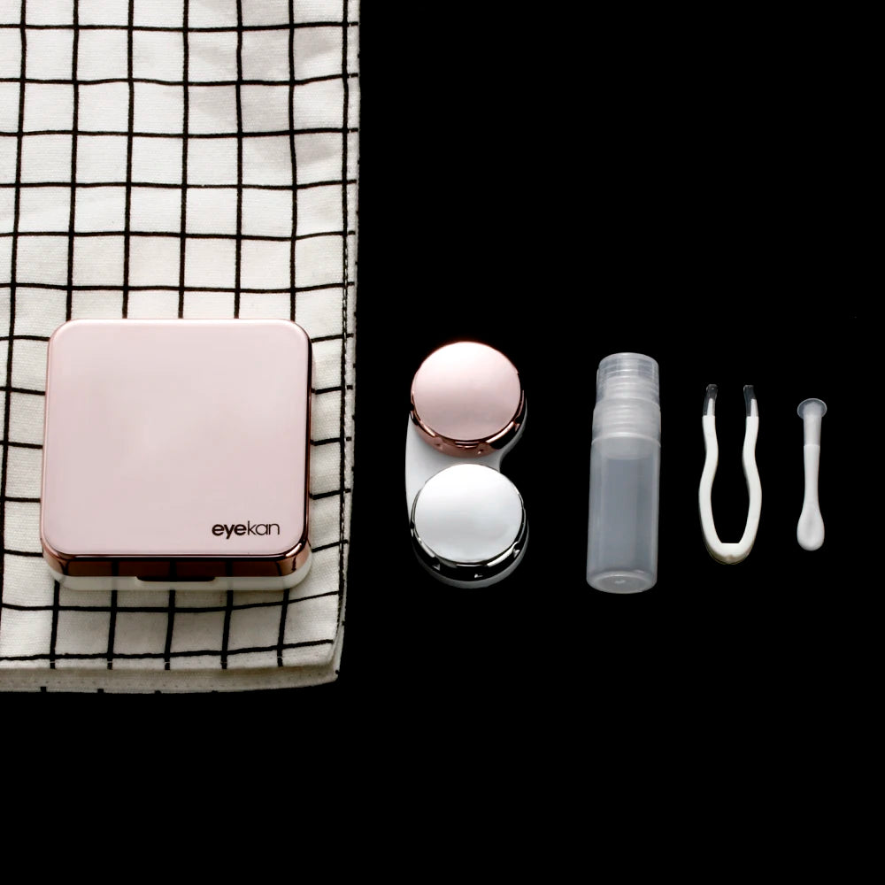 New Fashion Contact Lens Box ABS Plastic Square Mirror Lens Case Travel Container Holder Storage Soaking Box Case Quake