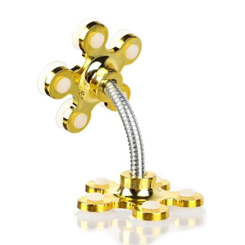 Car Double Suction Cup Mobile Phone Holder Rotatable Silicone Petal Shaped Sucker Vehicle Bracket Stand Universal 5 Color Quake GD