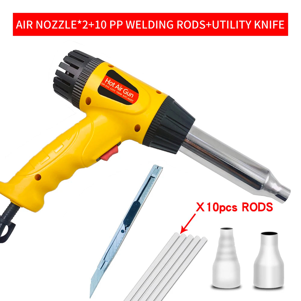 hot air gun Heat Gun Adjustable temperature welding gun Auto plastic pipe welding repair tool 100-600 degrees 750W Quake Q-750 set 2 220-240V EU plug Russian Federation