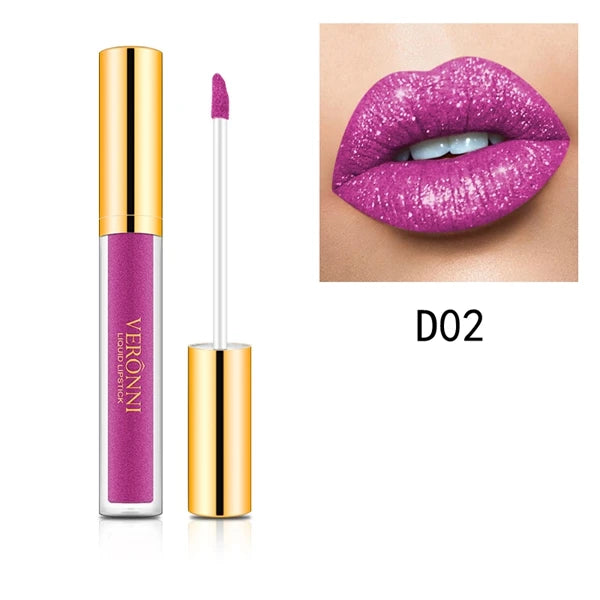 10 Colors Diamond Shimmer Glitter Lip Gloss Waterproof Matte Glitter Liquid Lipstick Diamond Pearl Colour Lip Gloss Sexy Make Up Quake D02
