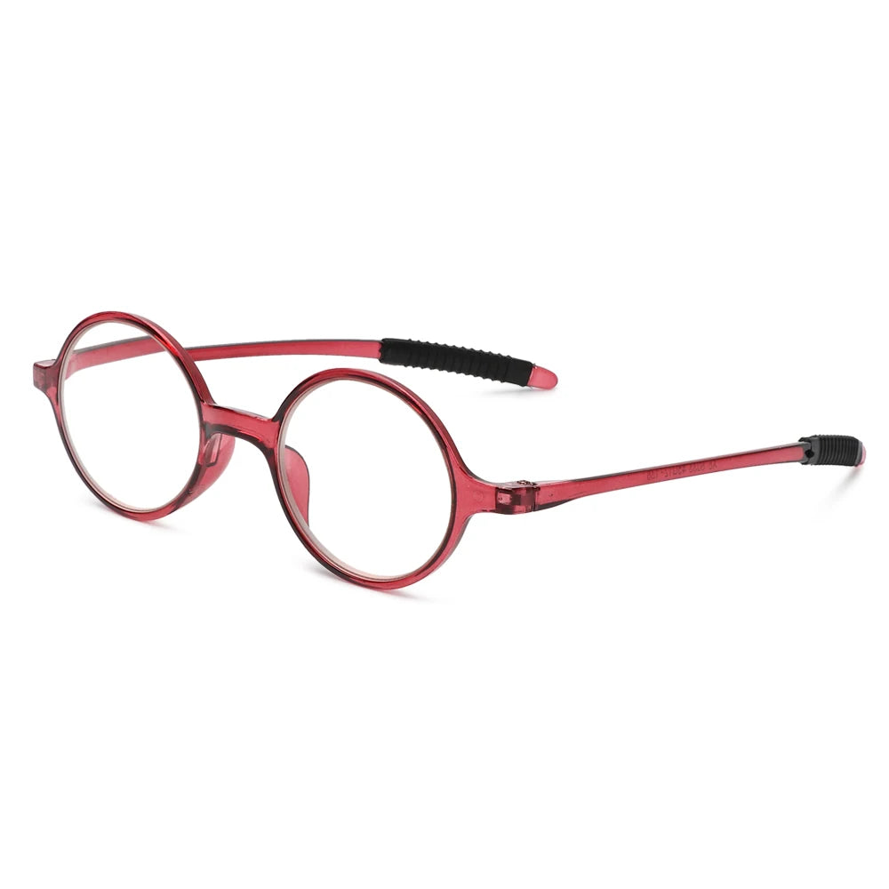 Fashion Round Frame Reading Glasses for Women Men High-definition Vision Care Readers Eyewear Presbyopia Eyeglasses +1.0~+4.0 Quake red +350