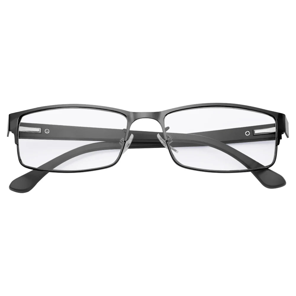 Fashion Classic Business Reading Glasses for Men Titanium Alloy Frame Readers Eyewear Ultra Light Resin Lens Presbyopia Glasses Quake black +200