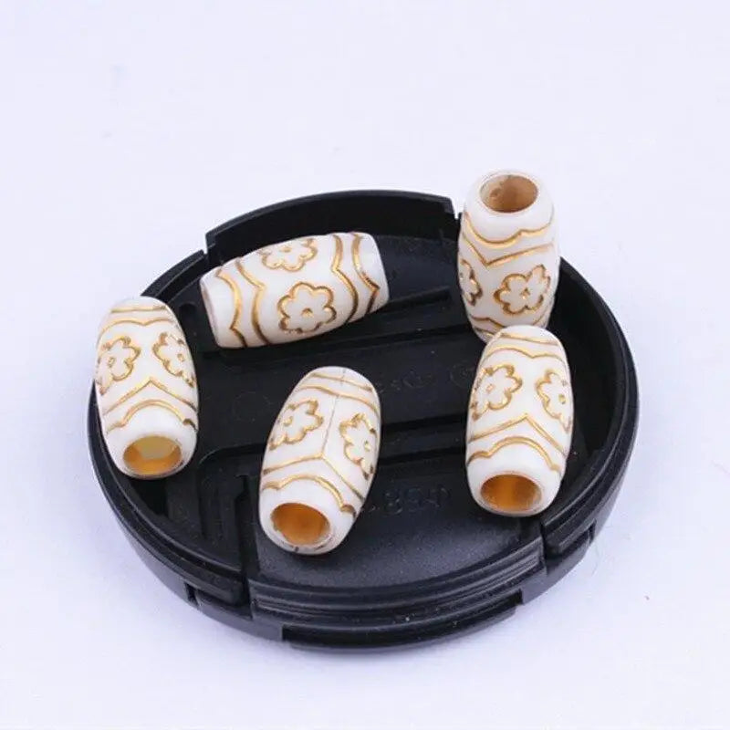10pcs Hair Beads African Hair Rings Beads Cuffs Tubes Charms Dreadlock Dread Hair Braids Jewelry Decoration Accessories Tools Quake
