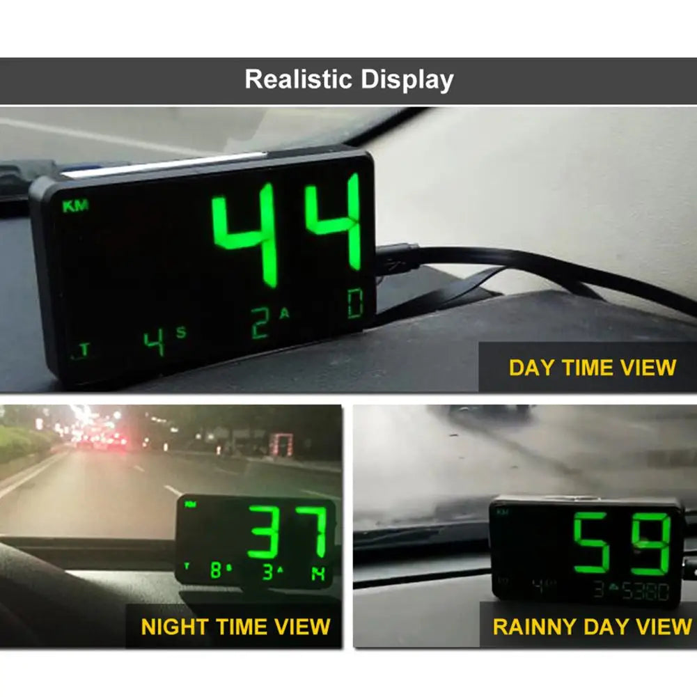 Car GPS Speed Heads Up Display HUD MPH Digital Speedometer Altitudes C80 Monitor Alarm Radars Detector Accessories Quake