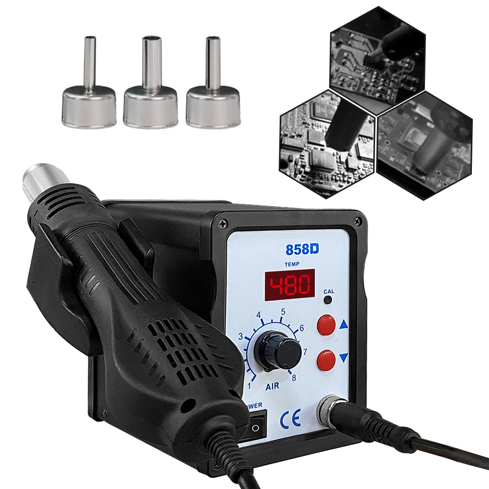 Hot Air Gun 858D BGA Rework Solder Station Blower Hair Dryer Hairdryer Soldering Heat Gun 220V 110V For SMD SMT Welding Repair Quake