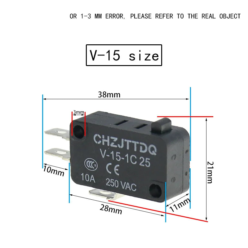 1PCS Micro Limit Switch CHZJTTDQ V-15.V-151.V-152.V-153.V-154.V-155.V-156.-1C 25 Travel Switch Limit Switch Silver Contact Quake