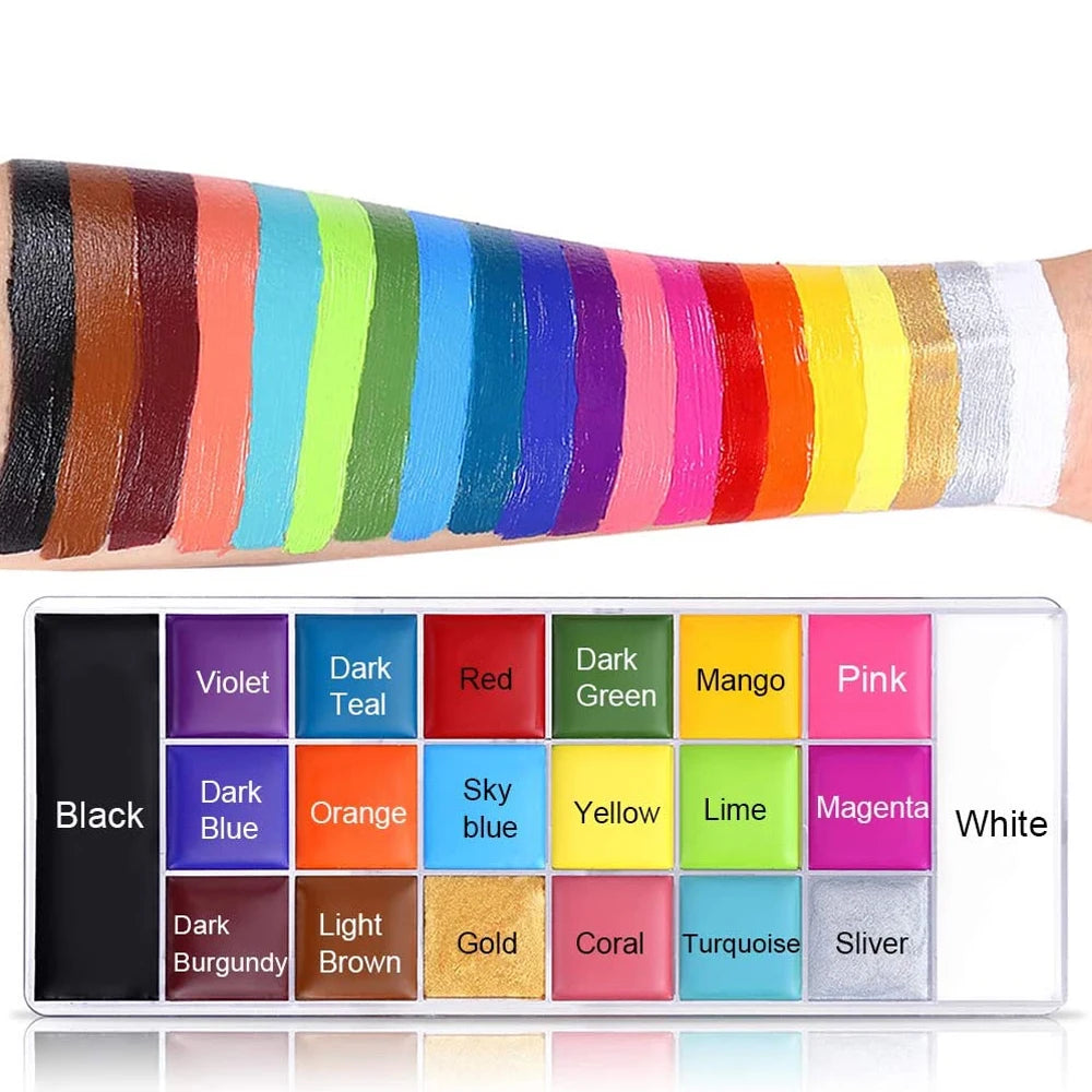 20 Colors Face Body Painting Oil Safe Kids Flash Tattoo Painting Art Halloween Party Makeup Fancy Dress Beauty Palette Set Quake