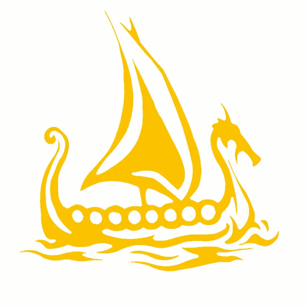 Viking Ship Stickers Car Body Window Truck Laptop Motorcycle Reflective Decals Sticker Decoration Quake YELLOW