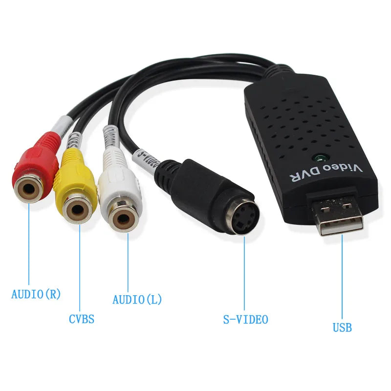 New Arrival USB 2.0 Video Capture Card Converter 4 Channel Video TV DVD VHS Audio Capture Adapter Card TV Video DVR Quake