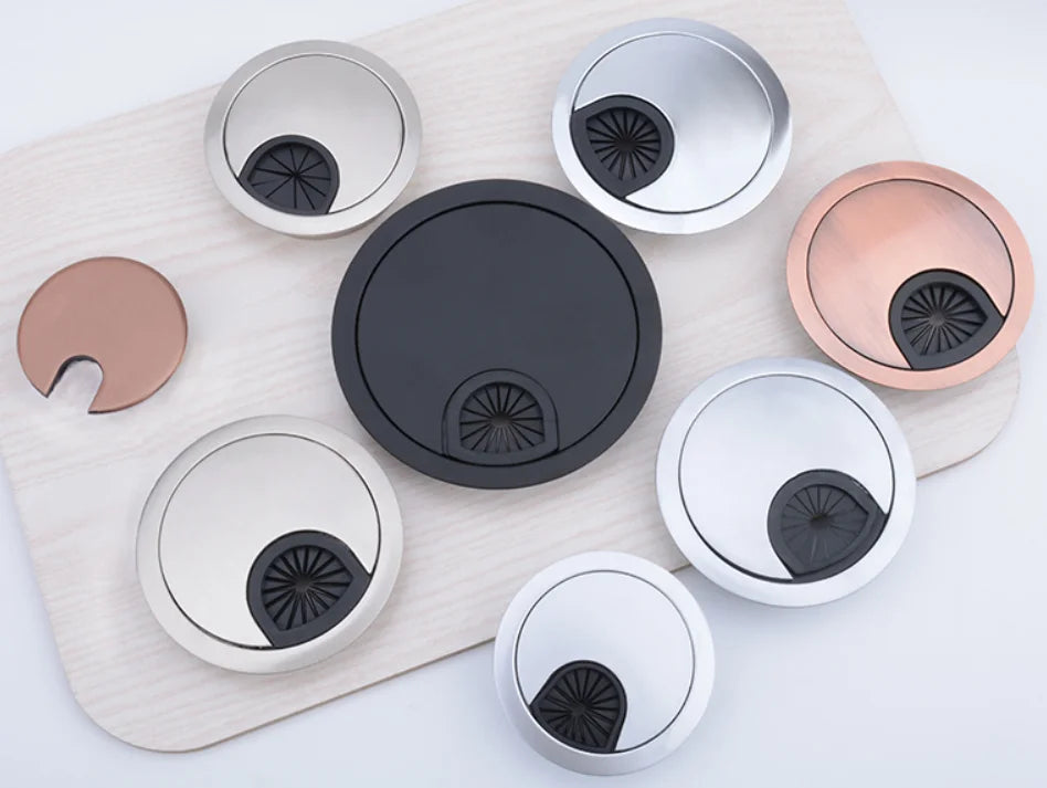 Zinc Alloy Round Table Wire Hole Covers Outlet Port Computer PC Desk Cable Grommet Line Holder 50mm/53mm/60mm/80mm Quake