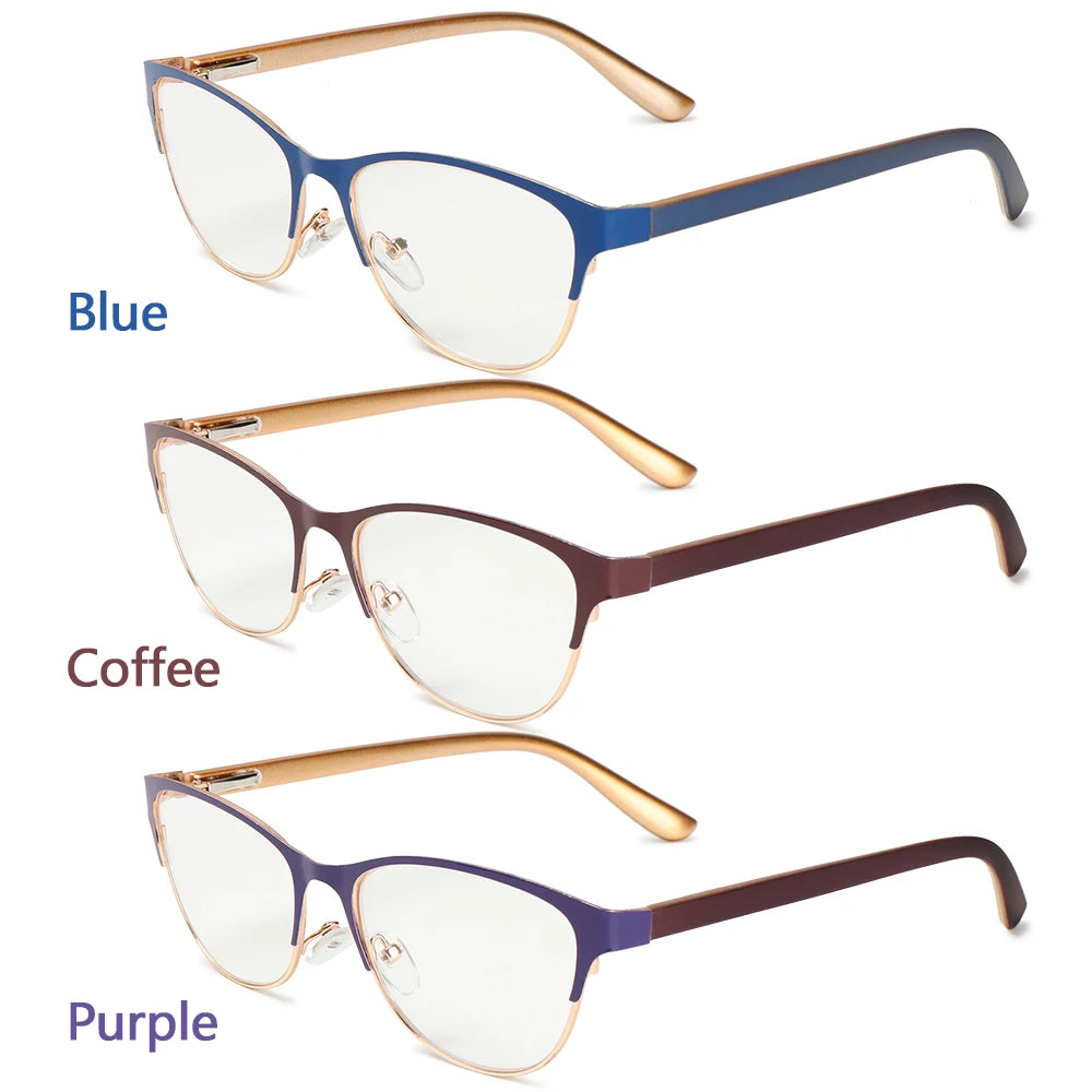 Fashion Classic Metal Reading Glasses for Women Men Presbyopia Eyeglasses Elder Anti-fatigue Optical Eyewear Diopter +1.0~3.5 Quake