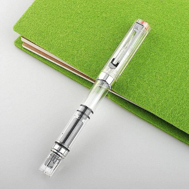 Lanbitou 3059 Fountain Pen Piston Plastic Ink Pen EF/F Nib Silver Clip Business Stationery Office School Supplies Writing Gift Quake ONE PEN 2 EF 0.38MM