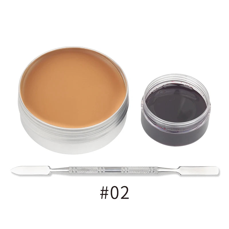SFX Makeup Kit 12Color 42gFace Body Paint Stage Special Effects Halloween Wound Scar Wax Makeup Fake Scab Blood Spatula Paint Quake 3pcs-02