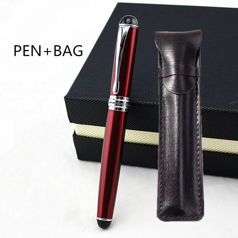 Jinhao X750 Classic Style Silver Clip Metal Fountain Pen 0.5mm Nib Steel Ink Pens for Gift Office Supplies School Supplies Quake PEN AND BAG Medium 0.6-0.7mm