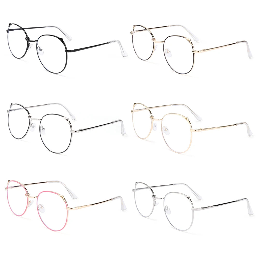 Trendy Office Anti Blue Light Glasses for Women Cute Cat Ears Eyewear Blue Rays Blocking Eyewear Classic Metal Frame Eyeglasses Quake