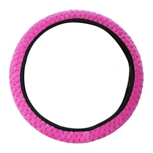 Universal Auto Steering Cover Winter Anti-Slip Soft Plush Car Steering Wheel Protected Cover Holder Accessories Quake Rose Red