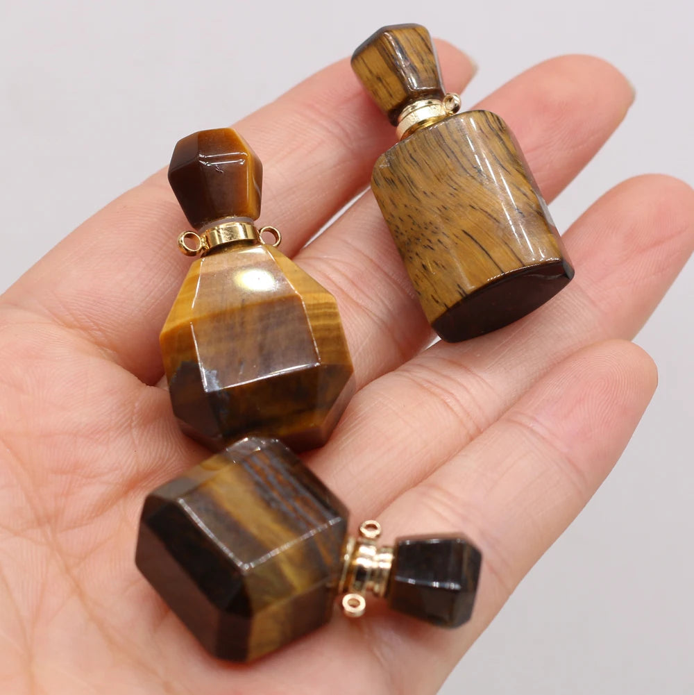 2021 New Style Hot Sale Natural Stone Perfume Bottle Pendant Irregular Tiger Eye Stone For Jewelry Making DIY Necklace Accessory Quake