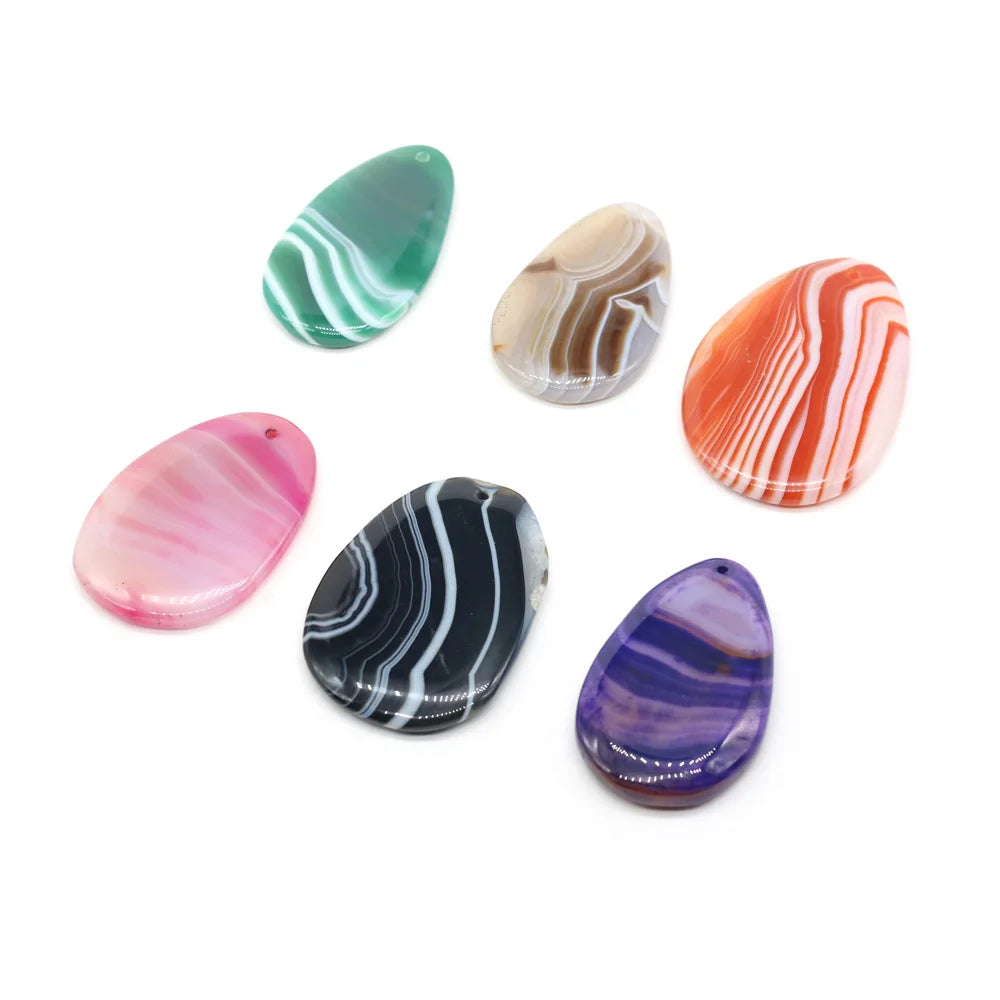 Natural Stone Pendant Drop-Shaped Stripe Agates For Jewelry Making Charms DIY Necklace Bracelet Anklet Accessory Quake