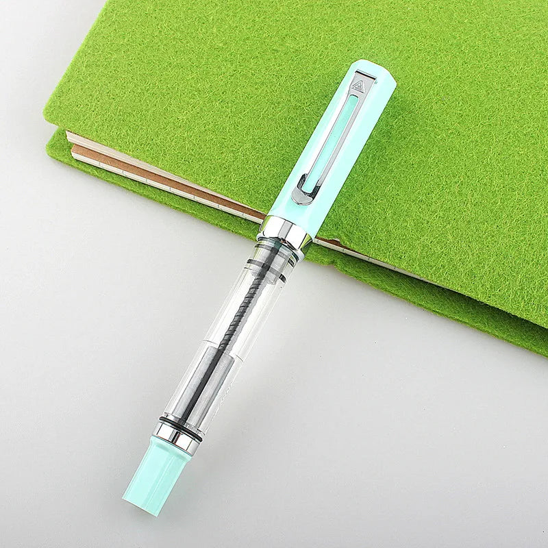 Lanbitou 3059 Fountain Pen Piston Plastic Ink Pen EF/F Nib Silver Clip Business Stationery Office School Supplies Writing Gift Quake ONE PEN EF 0.38MM