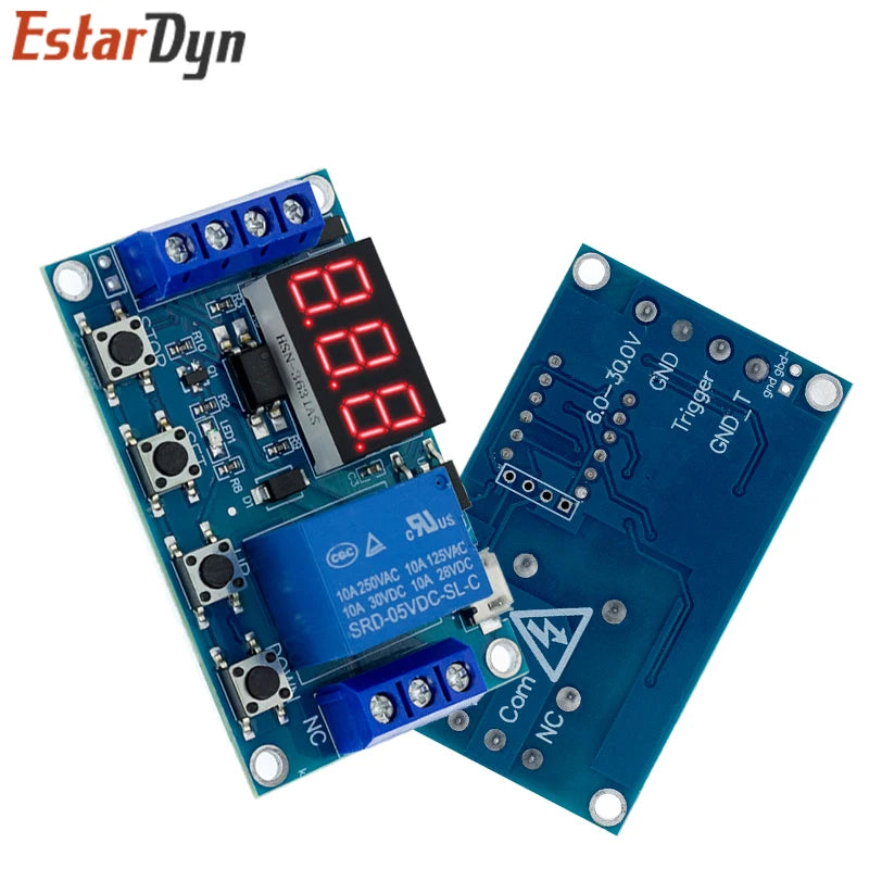 6-30V Relay Module Switch Trigger Time Delay Circuit Timer Cycle Adjustable Trigger OFF / ON Switch Timing Cycle for Quake