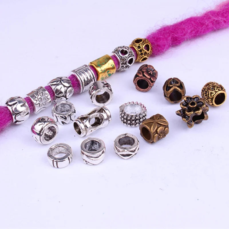 5pcs Dreadlocks Beads Hair Braider Cuffs Rings Hair Pendants Hair Headband Braiders Styling Tool Accessories Quake