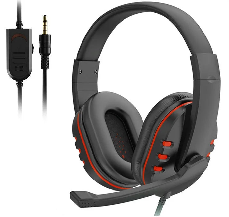 Headphones 3.5mm Wired Gaming Headset Earphones Music For PS4 Play Station 4 Game PC Chat Computer With Microphone Quake Red China Mainland