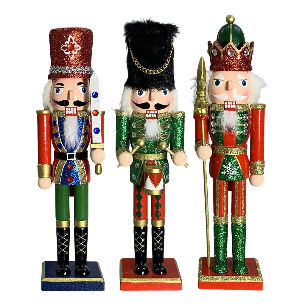 Nutcracker Puppet 30cm Figurines Decoration Mouth Can Be Opened Ornament for Holiday Children Quake