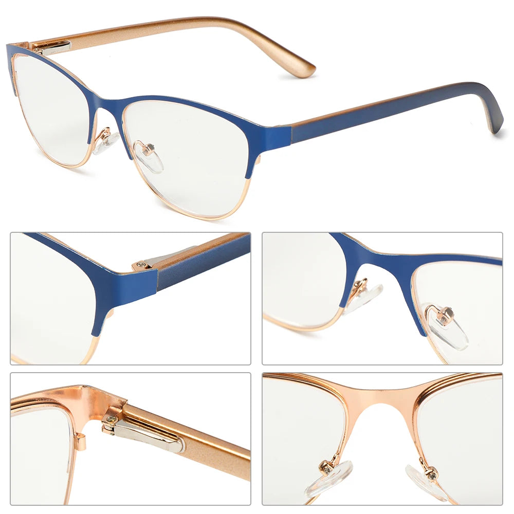 Fashion Classic Metal Reading Glasses for Women Men Presbyopia Eyeglasses Elder Anti-fatigue Optical Eyewear Diopter +1.0~3.5 Quake