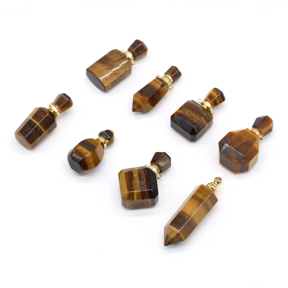 2021 New Style Hot Sale Natural Stone Perfume Bottle Pendant Irregular Tiger Eye Stone For Jewelry Making DIY Necklace Accessory Quake