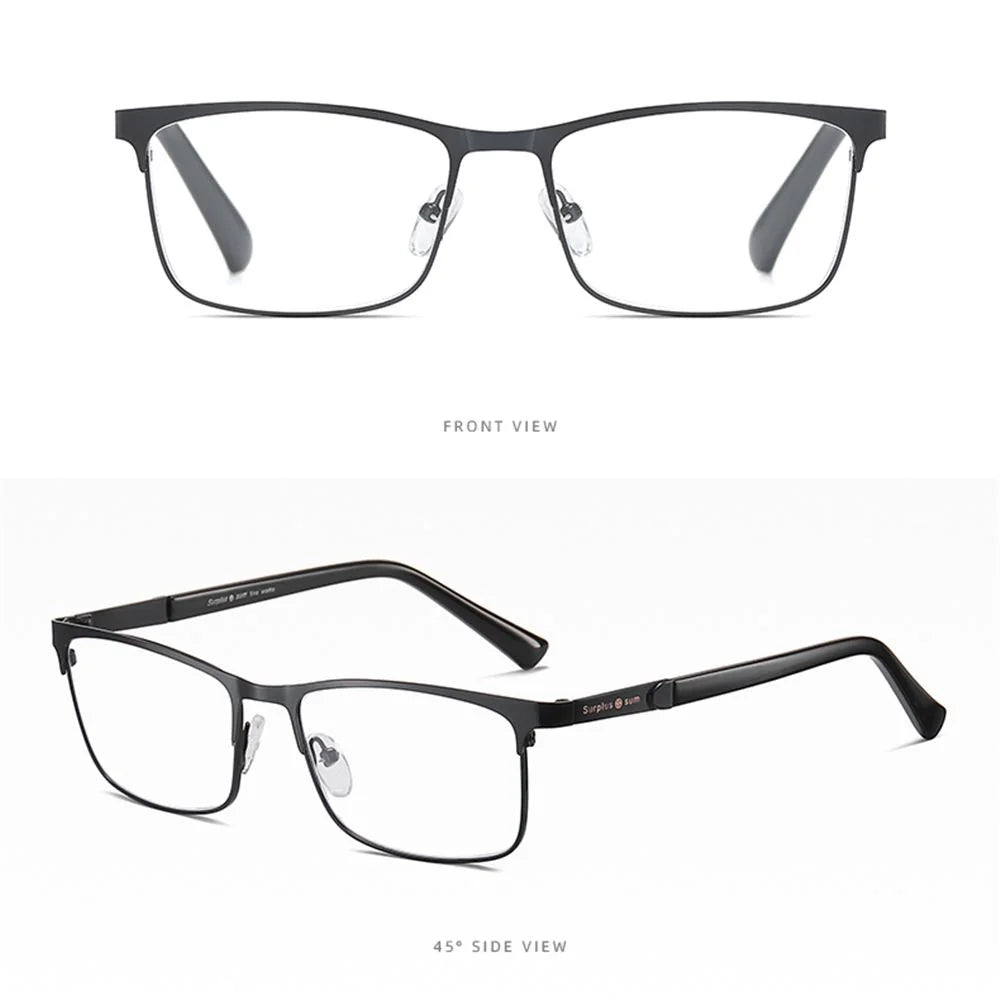 Fashion Business Reading Glasses for Men Women Classic Metal Frame Readers Glasses Mens Presbyopic Optical Glasses +1.0~+4.0 Quake