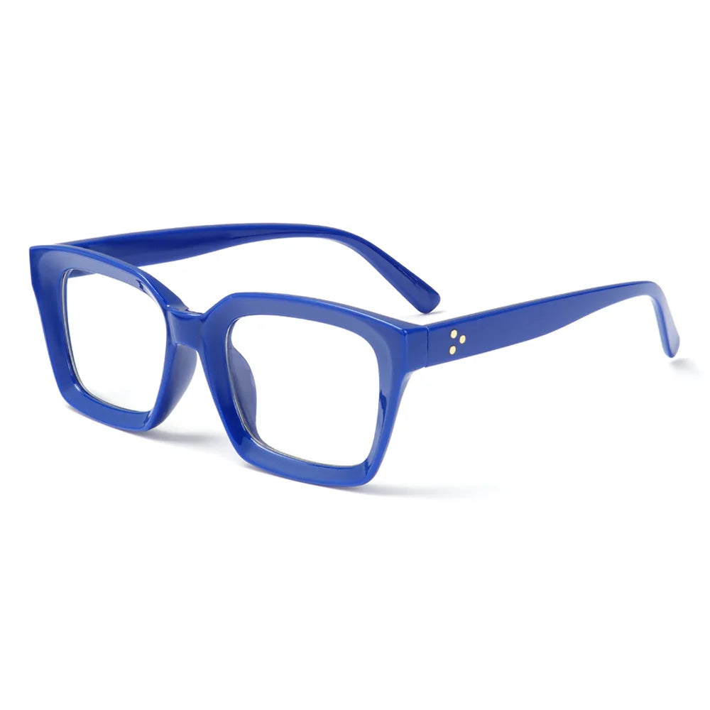 Fashion Square Reading Glasses for Men Women Large Frame Presbyopia Eyeglasses High-definition Eyewear Diopter +1.0~+4.0 Quake blue +200
